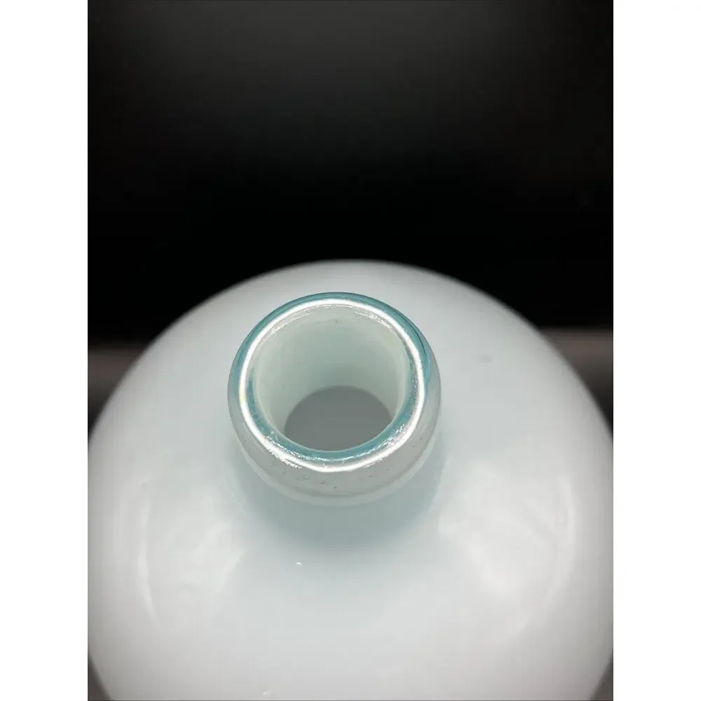 Murano Glass Large 7.5 Inch Vintage Vase 1970s Blue Glass With Cased White